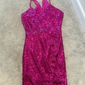 Lulu's Bright Fuchsia Sequin Dress